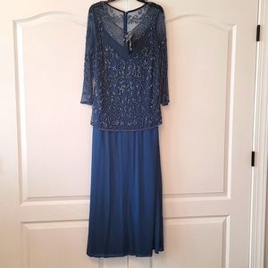 Blue Beaded Evening Gown